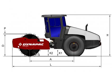 Dimensioni vista laterale Dynapac CA2500PD