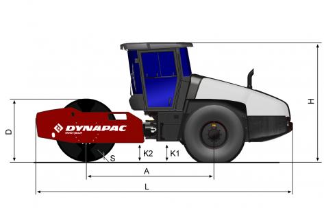 Dimensioni vista laterale Dynapac CA3500D HC