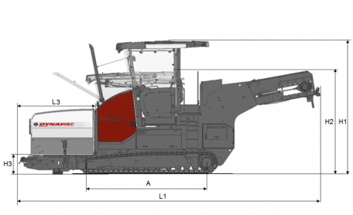Blueprint bočný pohľad Dynapac MF2500CS