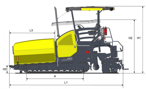 Blueprint sett fra siden Dynapac F2500C