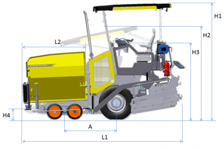 Blueprint side view Dynapac F1800W