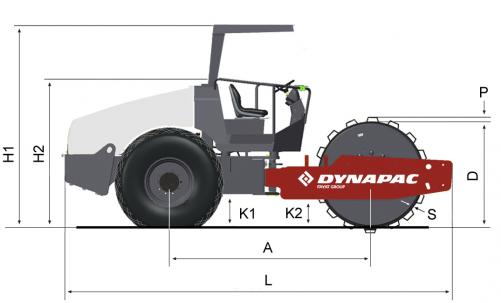 Blueprint side view Dynapac CA150PD