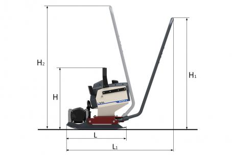 Måttskiss, toppvy Dynapac DFP5X e
