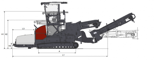 Blueprint Seitenansicht Dynapac MF2500CS m. SwingApp