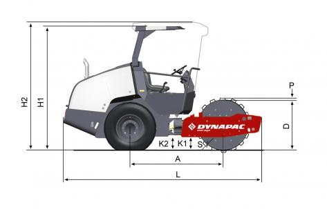 Blueprint side view Dynapac CA1400PD