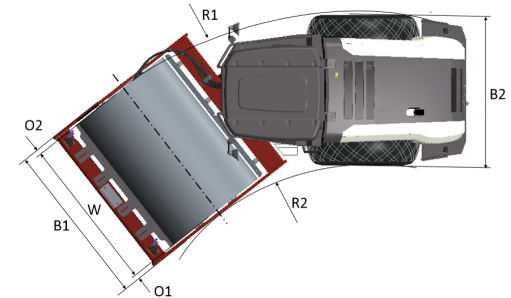 Dimensões - vista superior Dynapac CA25PD Rhino