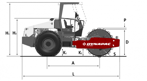 Blueprint side view Dynapac CA510PD