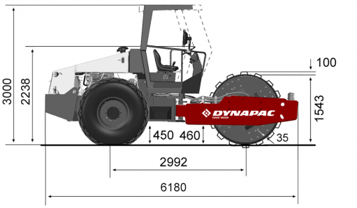 Blueprint side view Dynapac CA510PD