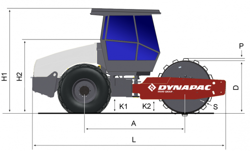 Blueprint side view Dynapac CA702PD