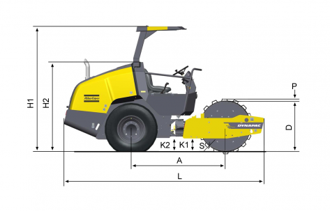 Blueprint side view Dynapac CA1400PD
