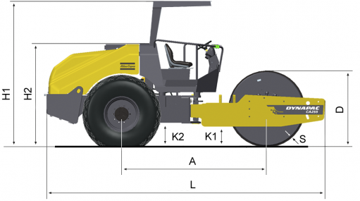 Blueprint side view Dynapac CA255P