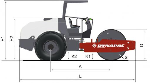 Blueprint side view Dynapac CA255PD