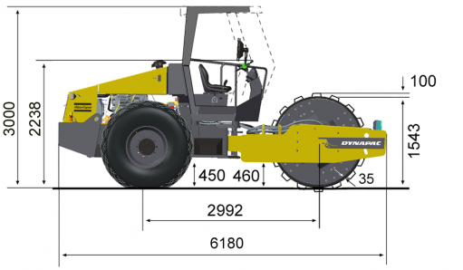 Blueprint side view Dynapac CA610PD