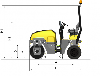 Plan - widok z boku Dynapac CC1200C
