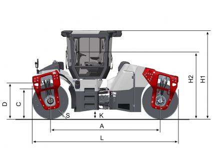Blueprint side view Dynapac CC7000 VI